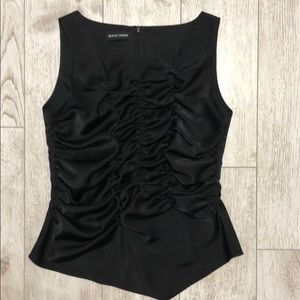 Blacky Dress size 38 ruched top black shiny